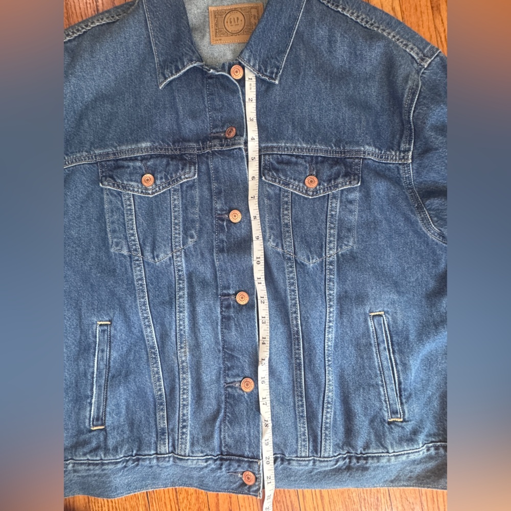 GAP Oversized Balloon Sleeve Blue Jean Jacket - Picture 10 of 12